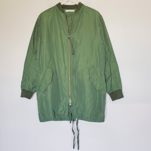 Vince Army Green Oversized Parka Utility Bomber Jacket Women's Size S - Picture 5 of 14